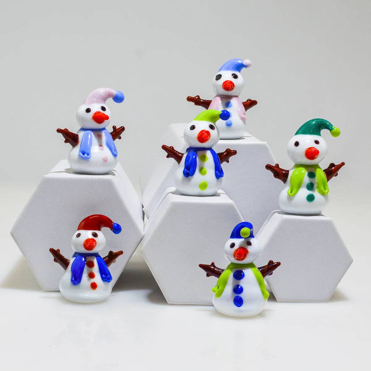Set of 3 Murano Glass Snowmen, Pupazzo di Neve | Made in Veneto