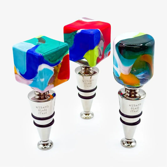 Murano Glass Wine Stopper, Multicolor Spots | Made in Veneto
