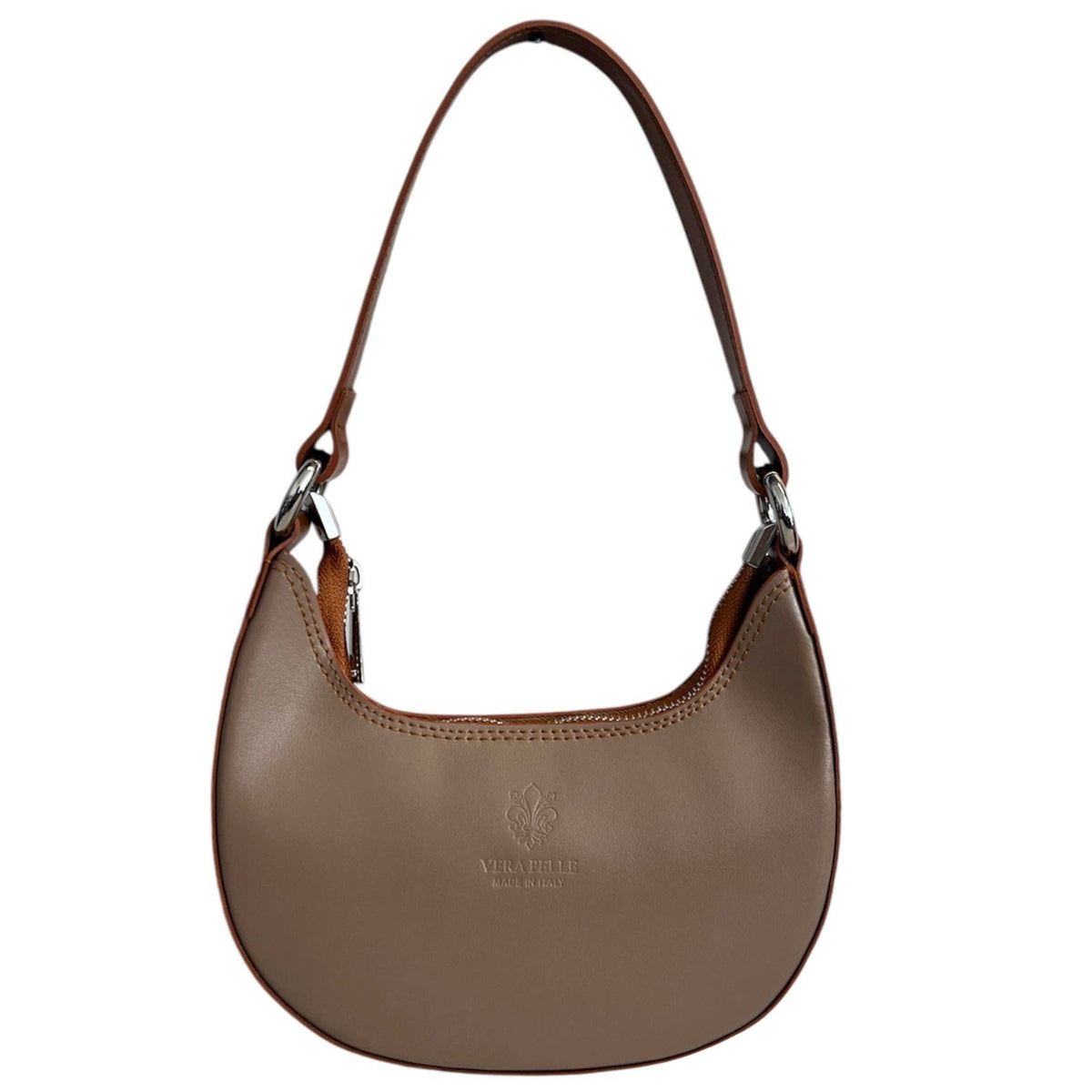 Modarno Women's Handbag with Removable Handle Bicolor in Genuine Cowhide Leather 21x5x12 cm | Made in Italy