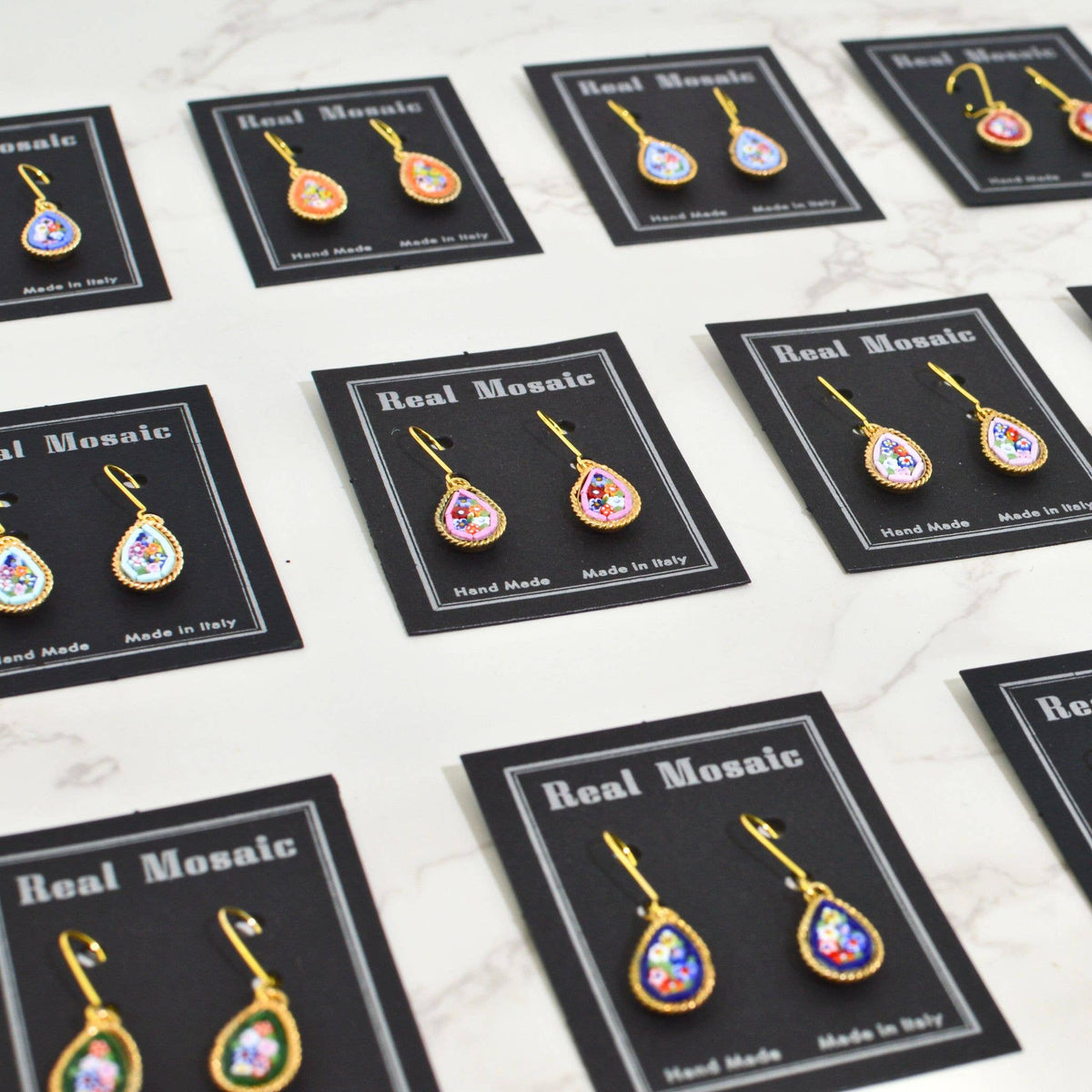 Florentine Micro Mosaic Small Teardrop Earrings | Made in Tuscany