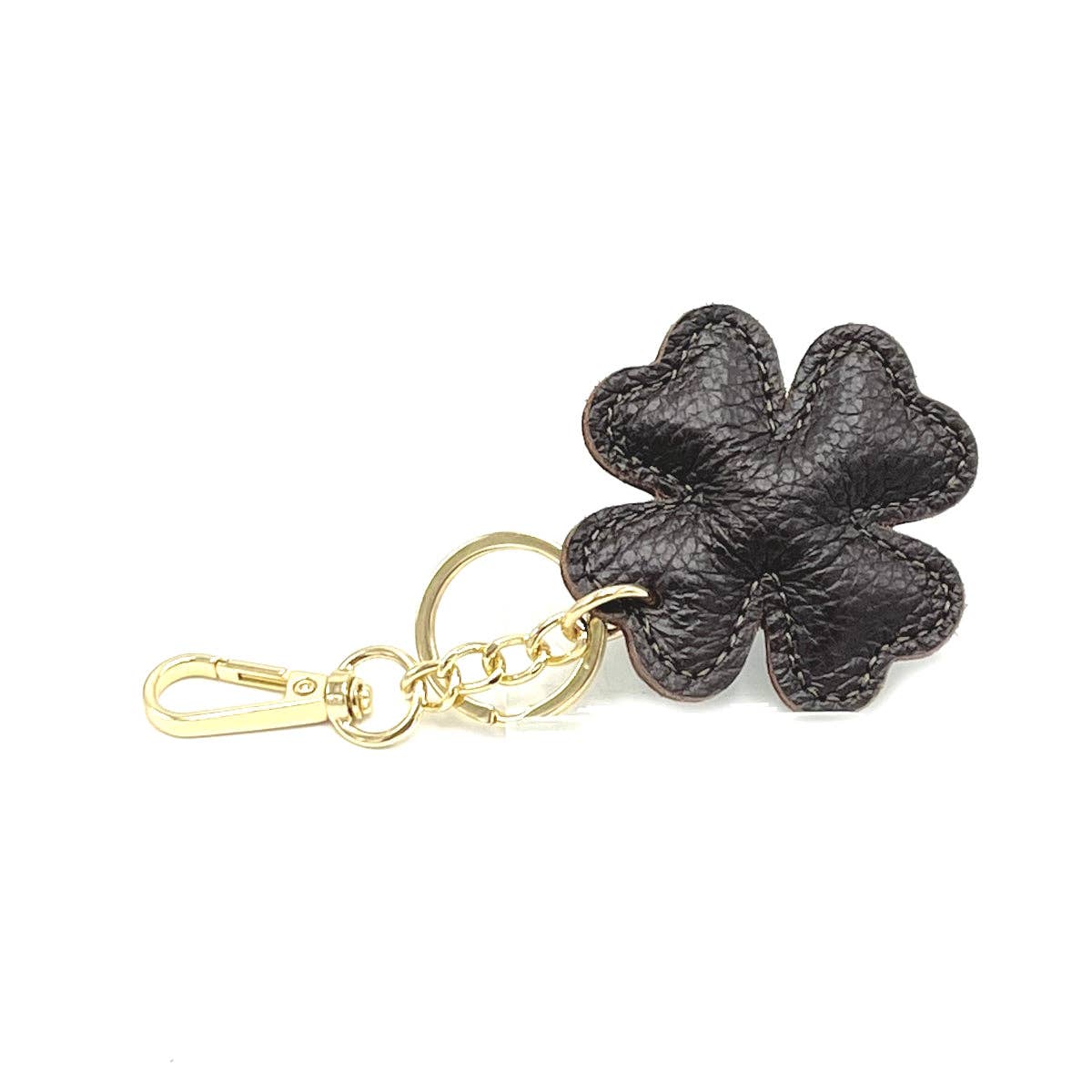 Genuine leather key chain, Lucky leaf, art. PO04 | Made in Italy