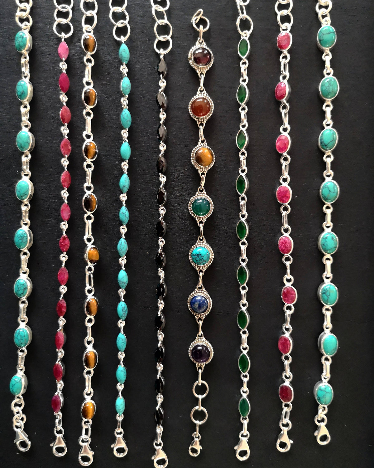 925 Silver and Natural Stone Bracelet | Made in Lazio