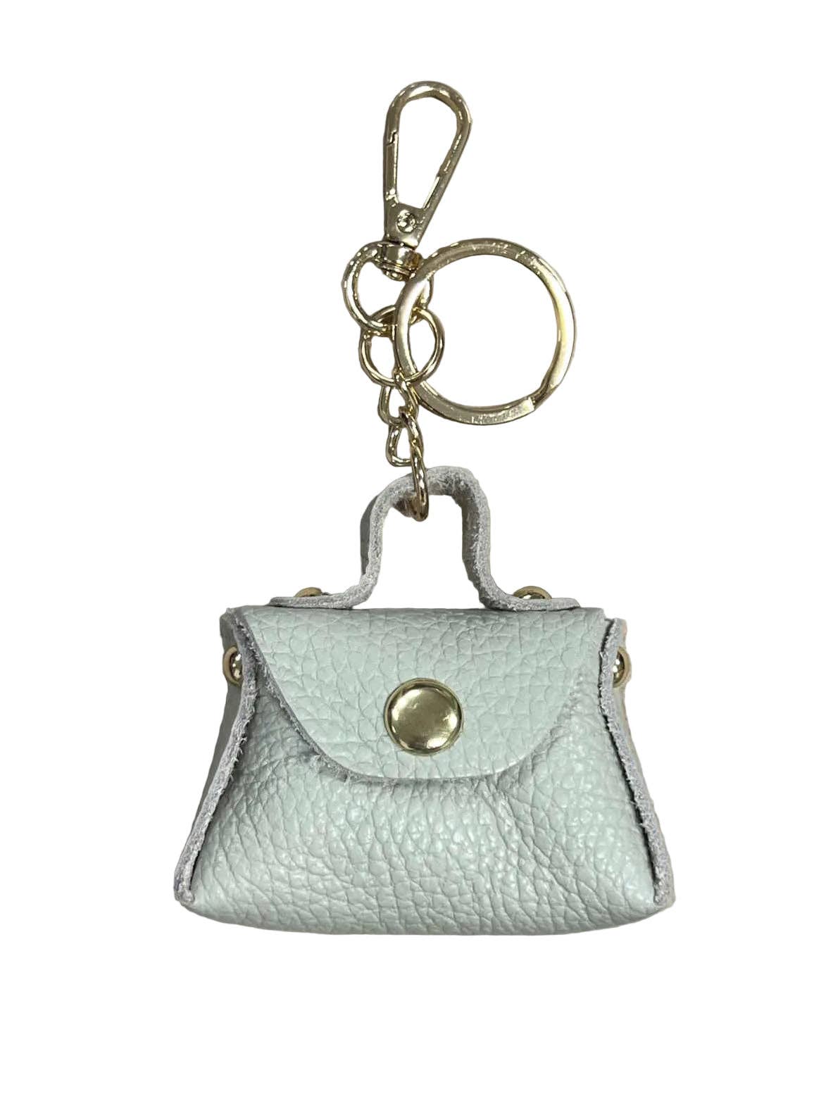 Detachable Genuine Leather Tiny Tote Coin Pouch Keychain | Made in Tuscany