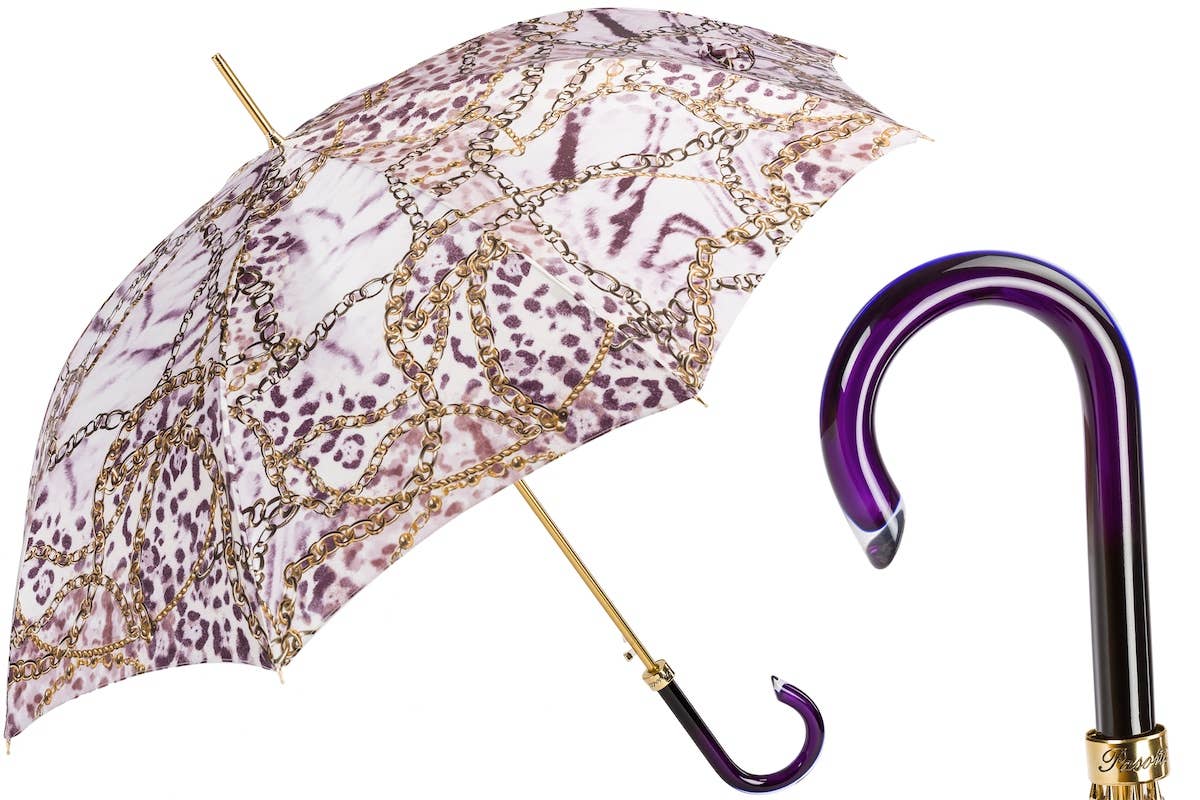 Purple umbrella with chain pattern | Made in Lombardy