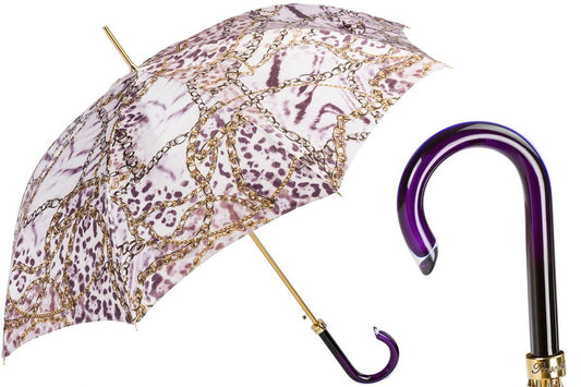 Purple umbrella with chain pattern | Made in Lombardy