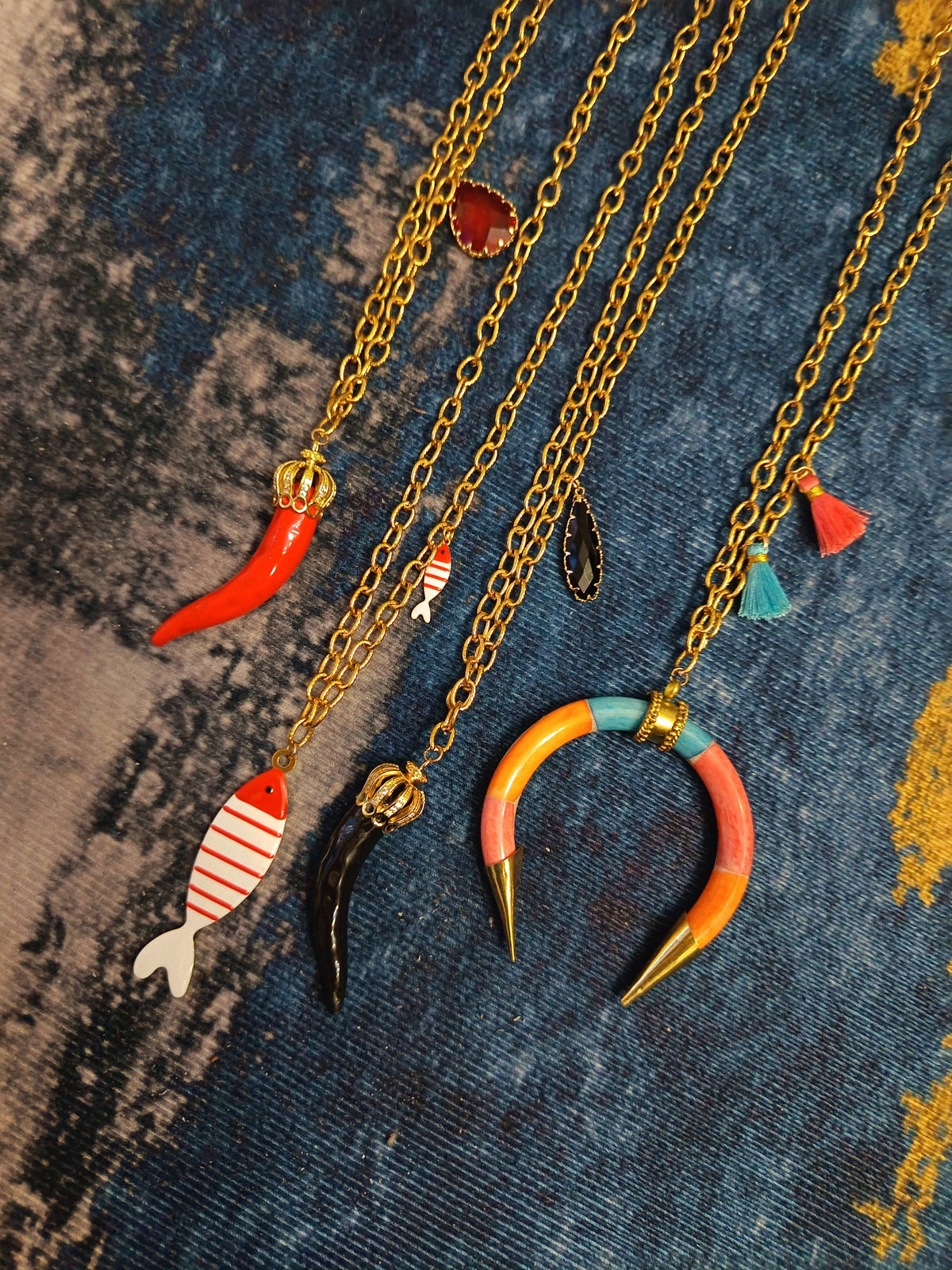 Women's Steel Necklace with Enamel Fish | Made in Lazio