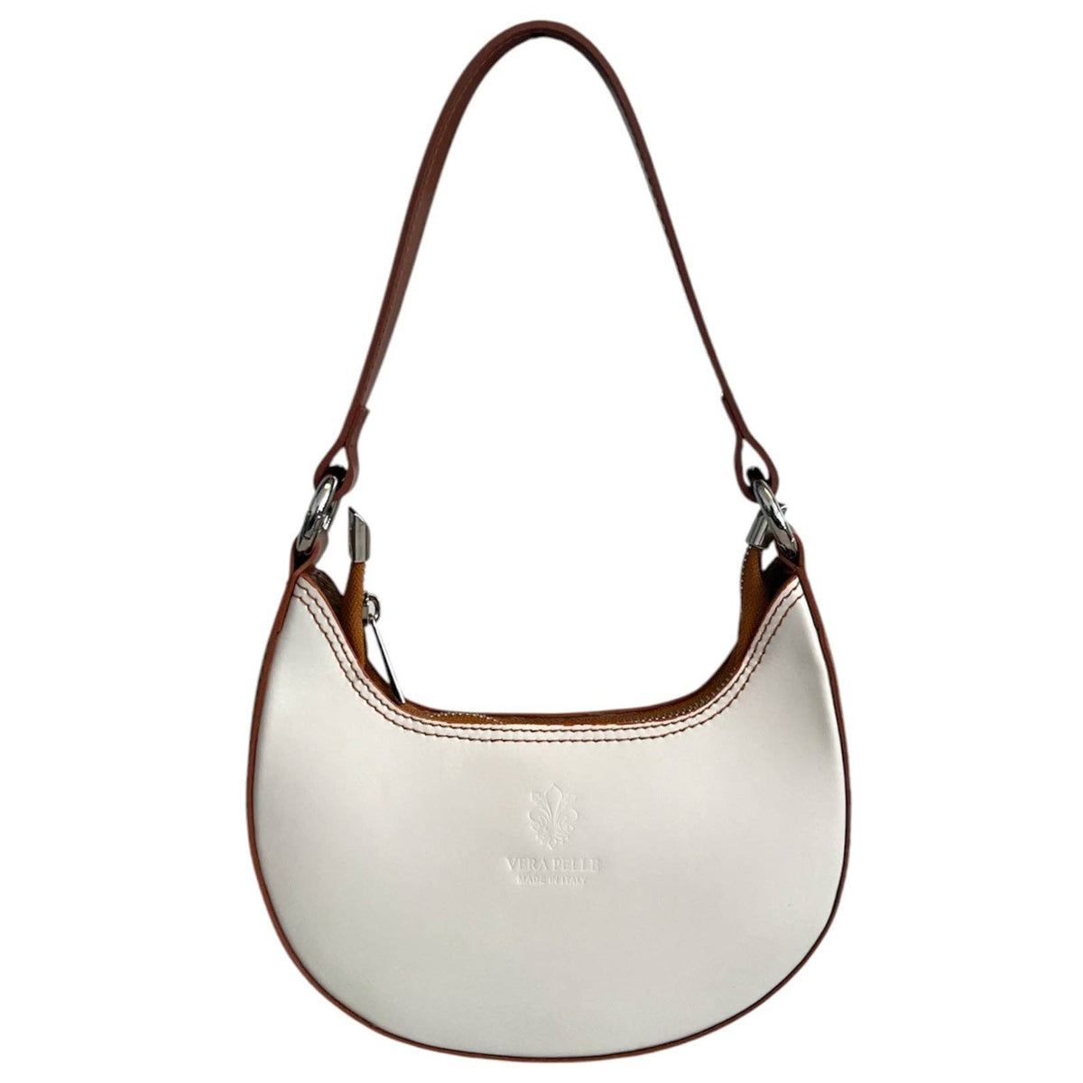 Modarno Women's Handbag with Removable Handle Bicolor in Genuine Cowhide Leather 21x5x12 cm | Made in Italy