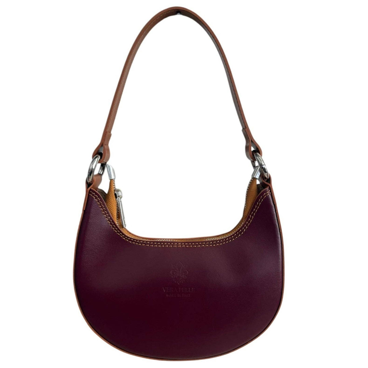 Modarno Women's Handbag with Removable Handle Bicolor in Genuine Cowhide Leather 21x5x12 cm | Made in Italy