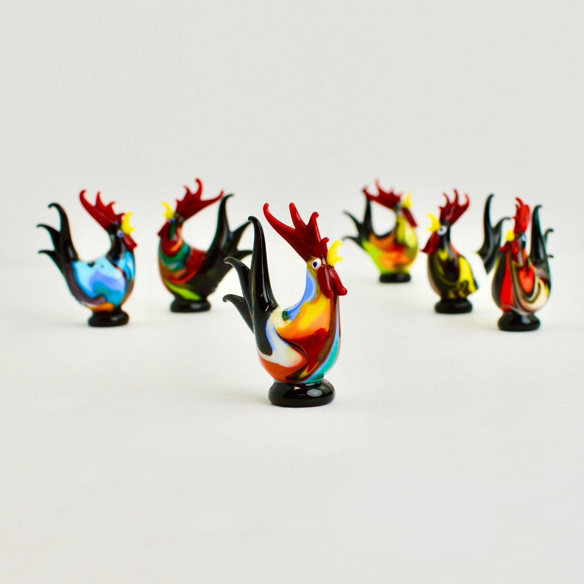 Marbled Murano Glass Rooster, Figurine | Made in Veneto