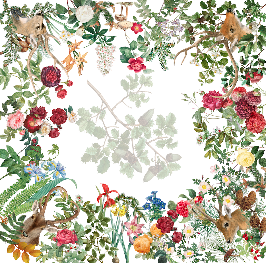 Deer Cotton Satin Christmas Tablecloth | Made in Sicily