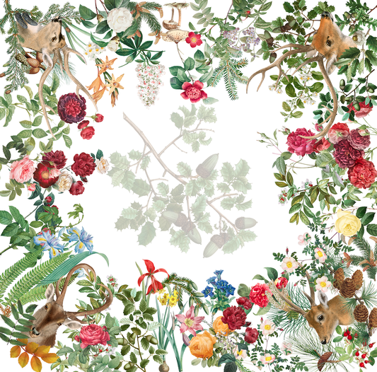 Deer Cotton Satin Christmas Tablecloth | Made in Sicily