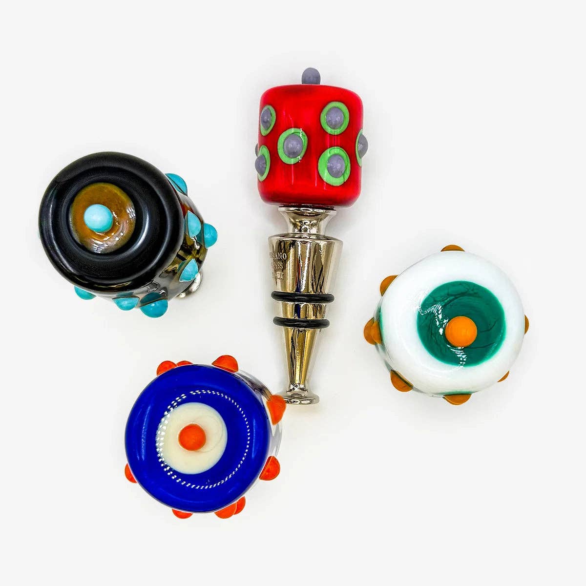 Murano Glass Wine Stopper, Dots | Made in Veneto