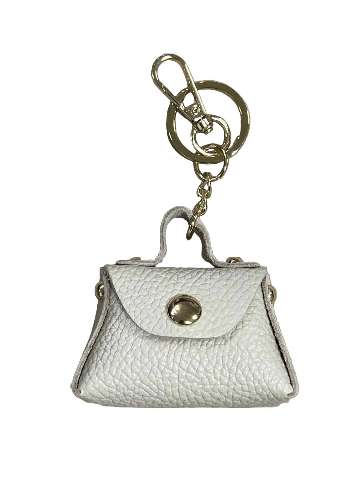 Detachable Genuine Leather Tiny Tote Coin Pouch Keychain | Made in Tuscany