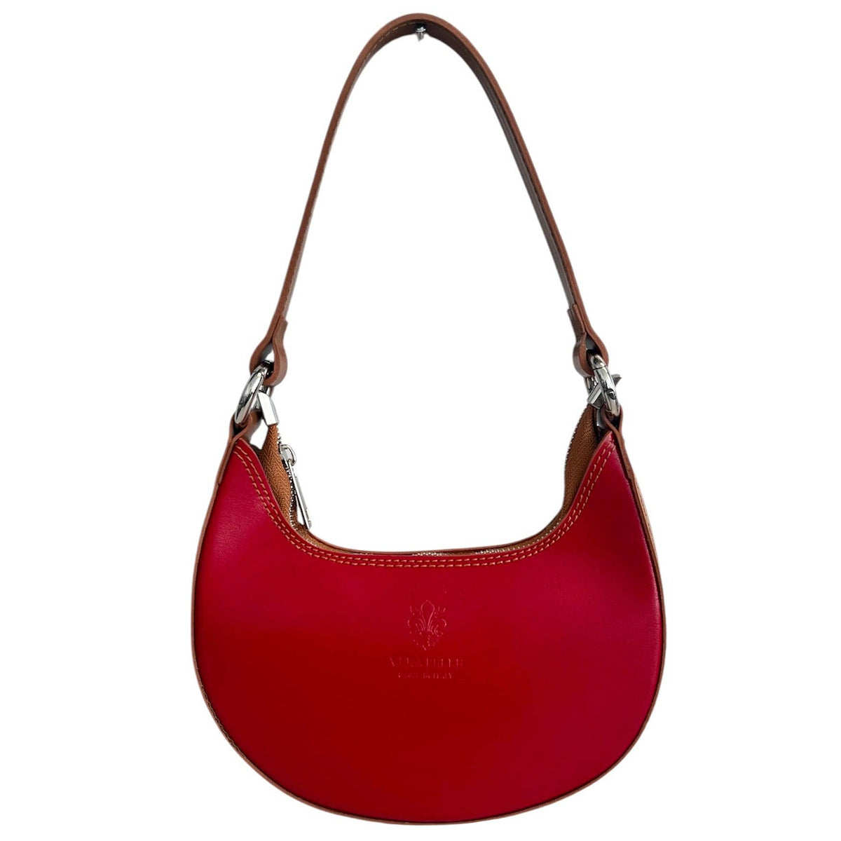 Modarno Women's Handbag with Removable Handle Bicolor in Genuine Cowhide Leather 21x5x12 cm | Made in Italy
