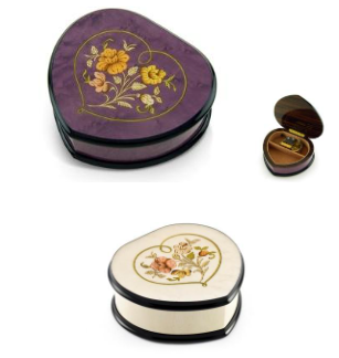 Italian Heart-Shaped Music Box with Floral Inlay Design | Made in Campania