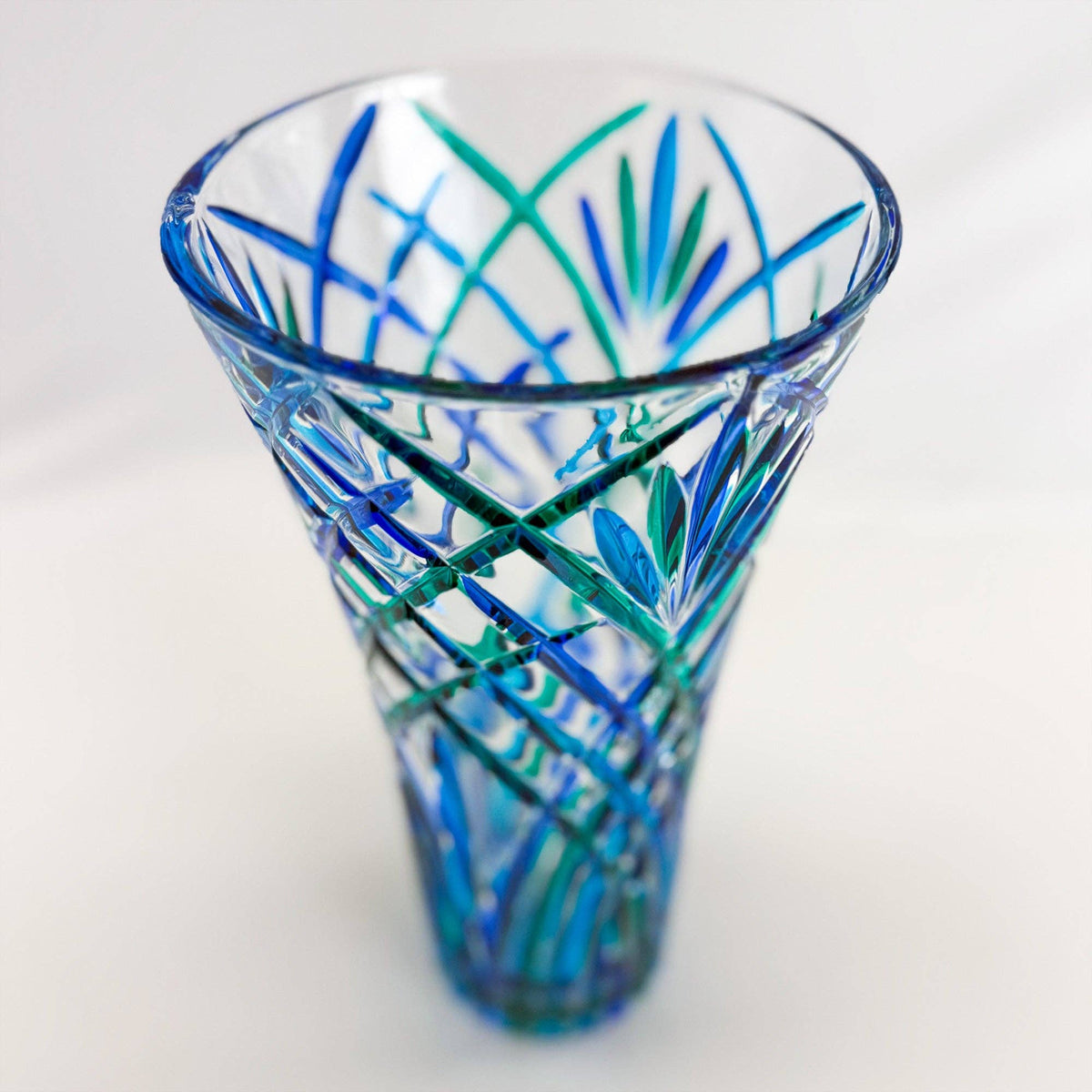 Large Crystal Vase, Blue & Green | Made in Venice