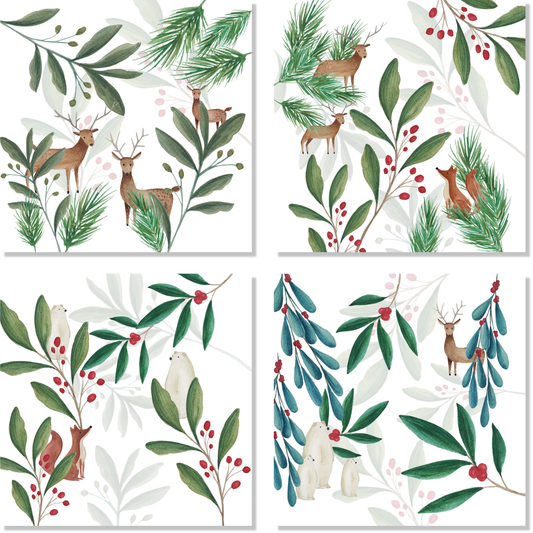 Rudolph Linen Christmas Napkins, Set of 4 | Made in Sicily