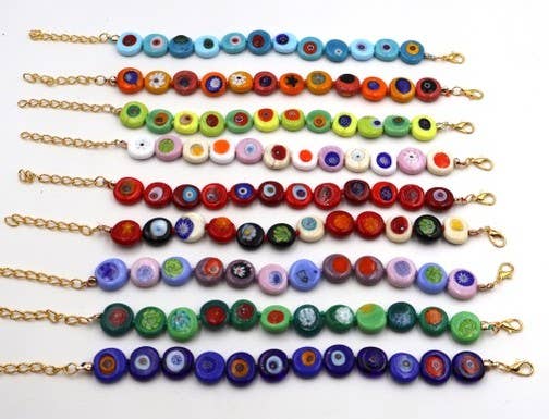 Millefiori Piatta Murano Glass Bracelet with Clasp | Made in Venice