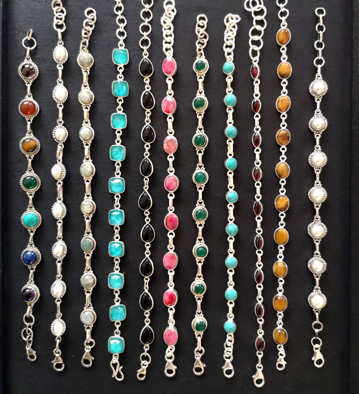 925 Silver and Natural Stone Bracelet | Made in Lazio