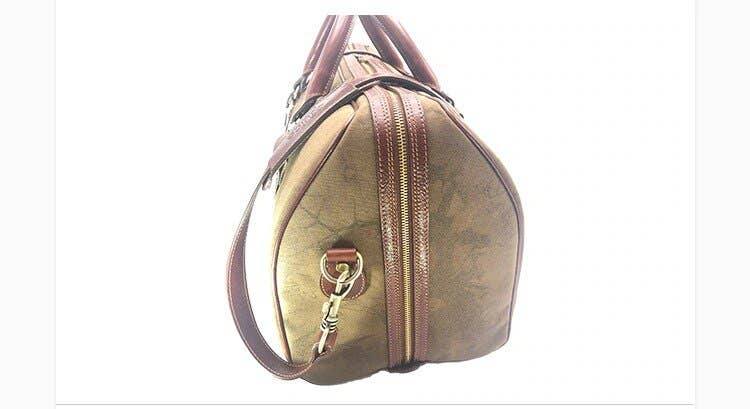Hand buffered leather and canvas travel bag | Made in Italy