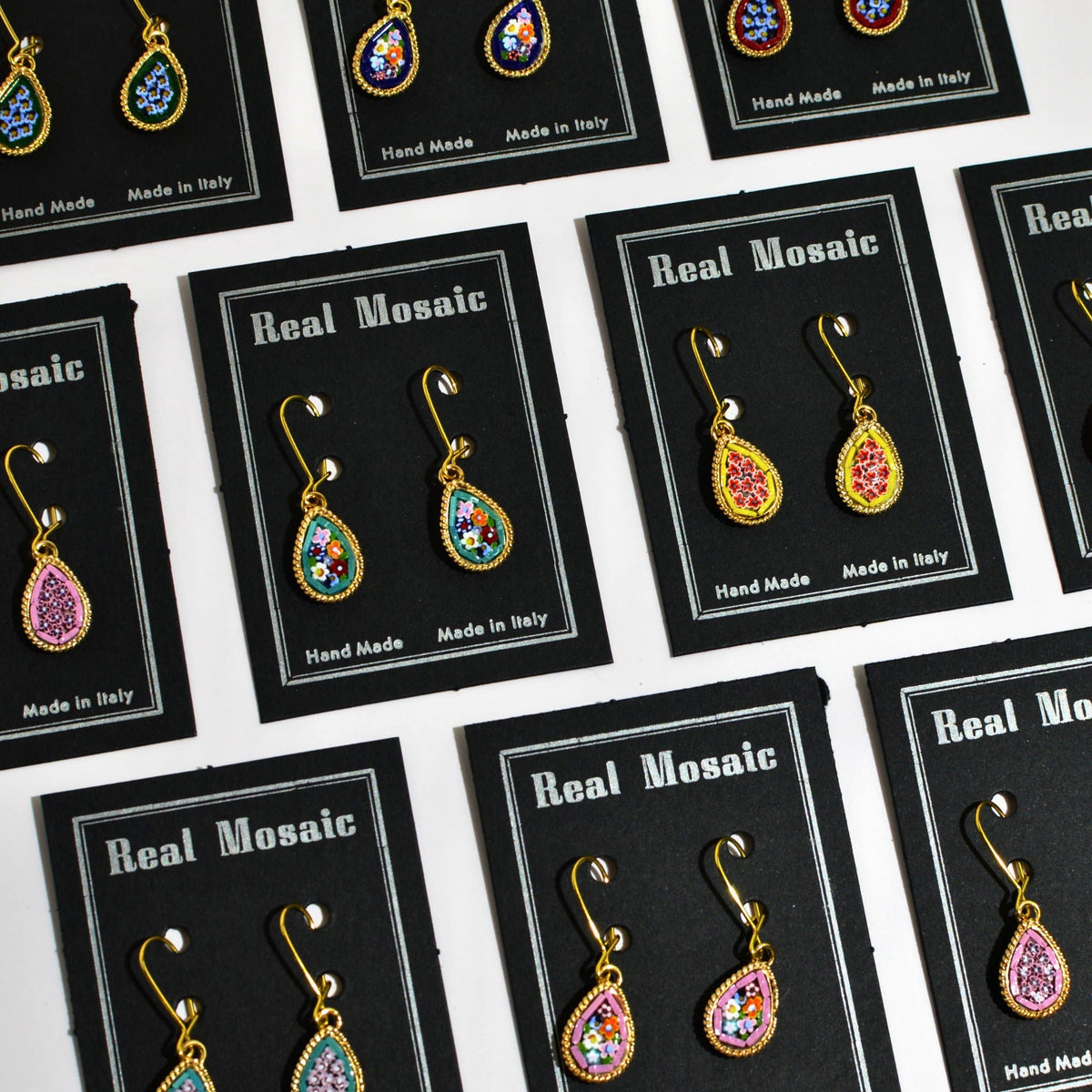 Florentine Micro Mosaic Small Teardrop Earrings | Made in Tuscany