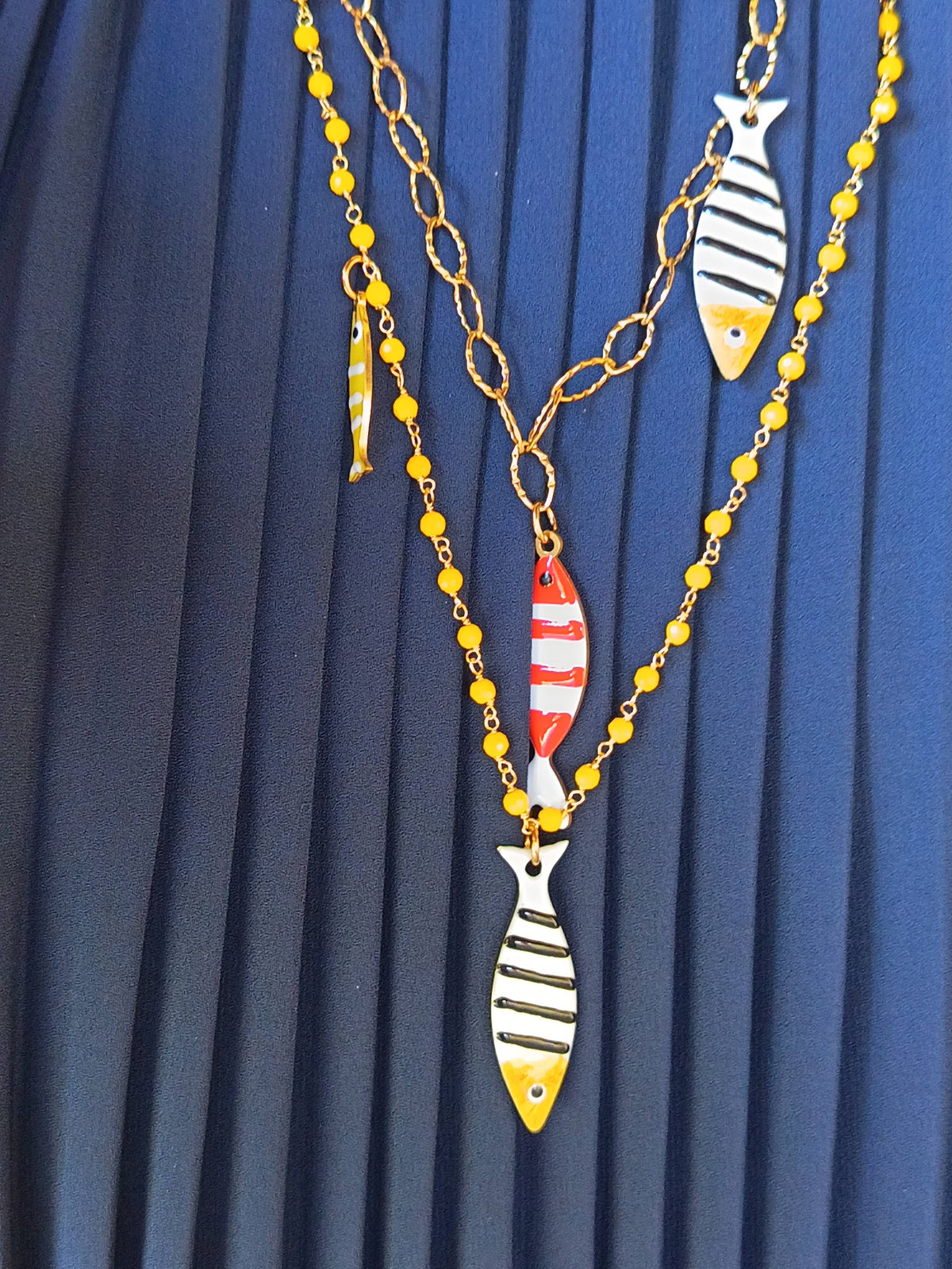 Women's Steel Necklace with Enamel Fish | Made in Lazio