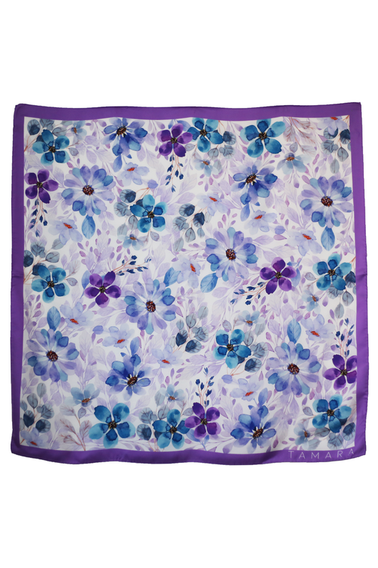 Purple Floral Silk Scarf | Made in Lombardy