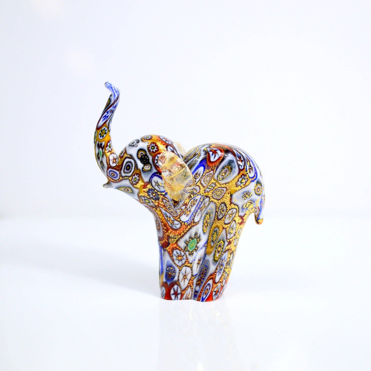 Murano Glass Elephant Figurine, Millefiori with 24k Gold | Made in Venice