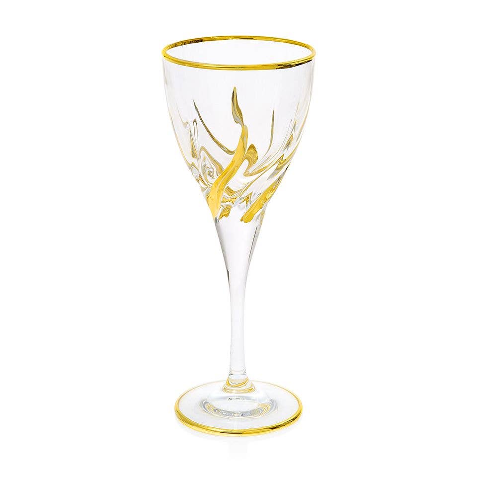 Gold Venetian Crystal Prestige Wine Glass | Made in Veneto