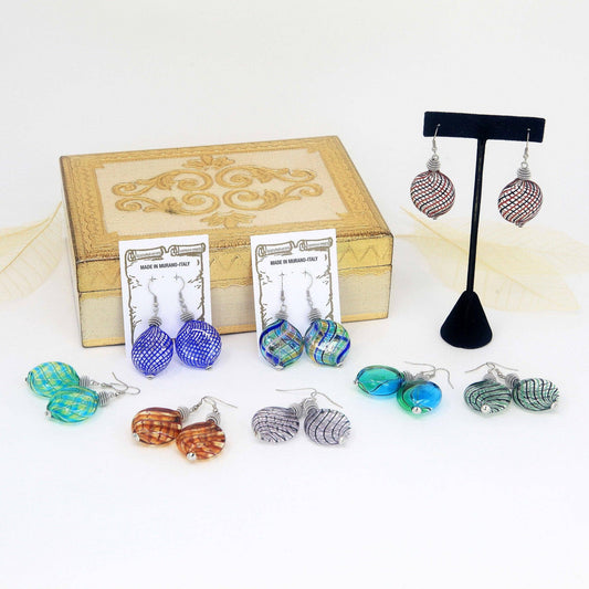 Murano Glass Penny Bead Earrings, Assorted Colors | Made in Venice