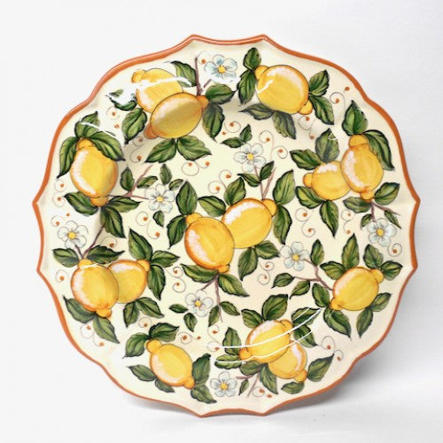 Deruta Fior di Limone 16" Scalloped Round Serving/Wall Platter