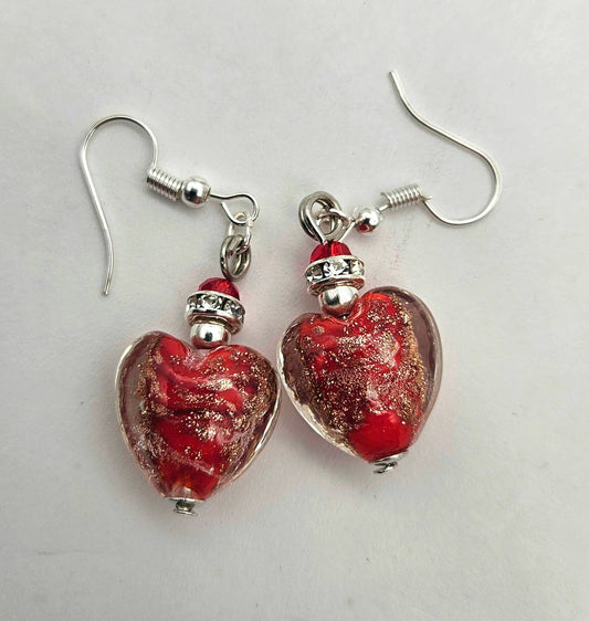 Heart Murano Glass Hanging Earring - Assorted Colors | Made in Venice