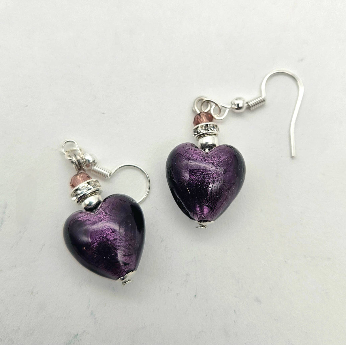 Heart Murano Glass Hanging Earring - Assorted Colors | Made in Venice