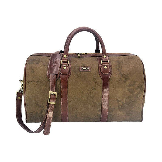 Hand Buffered Leather and Canvas Travel Bag, Brown | Made in Tuscany