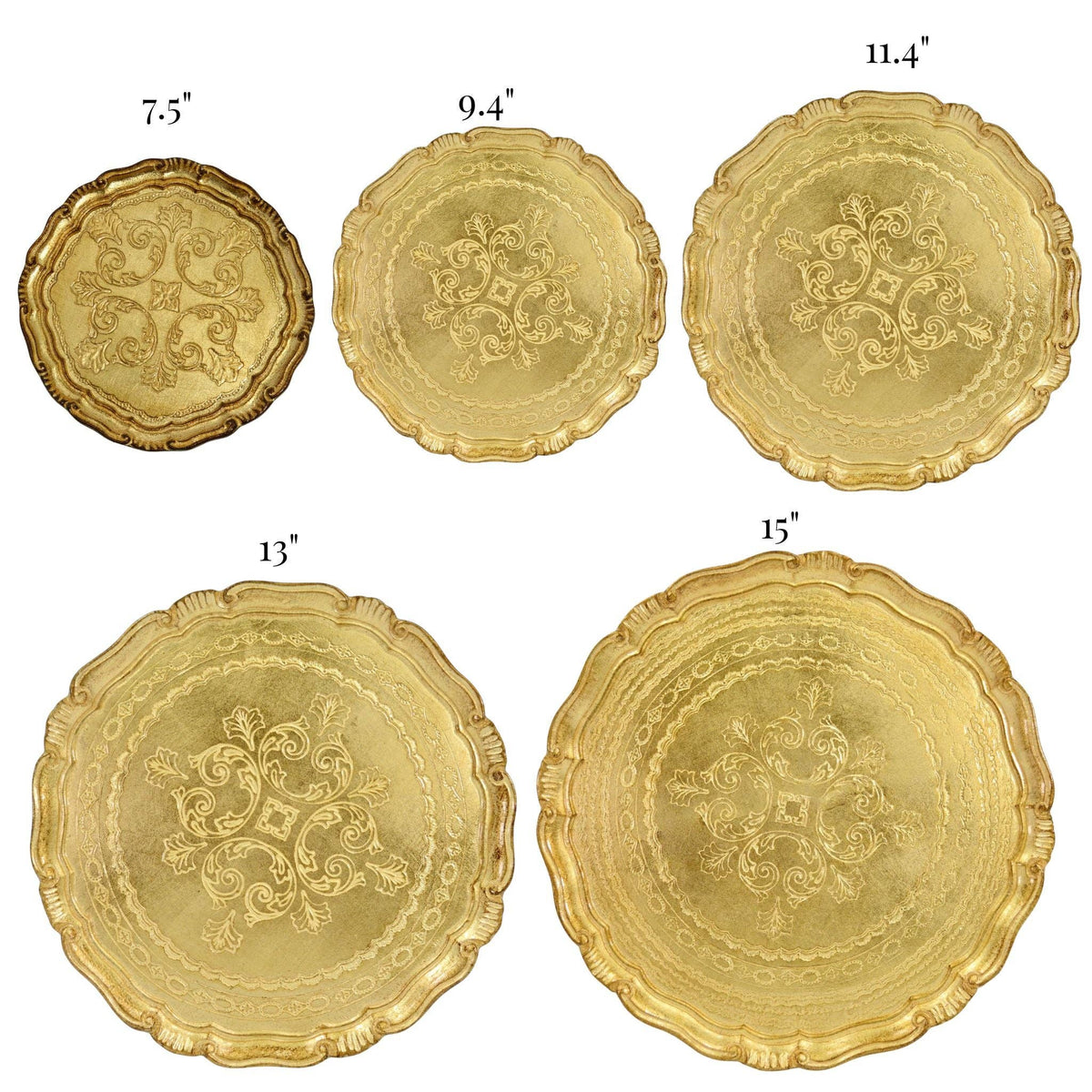 Florentine Carved Gilded Wood Circle Tray | Made in Tuscany