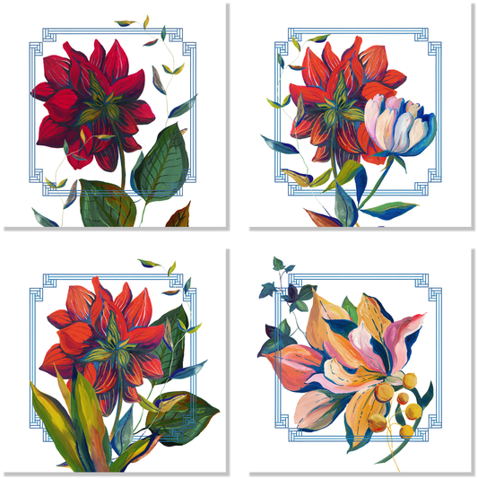 Dahlia Linen Napkins, Set of 4 | Made in Sicily