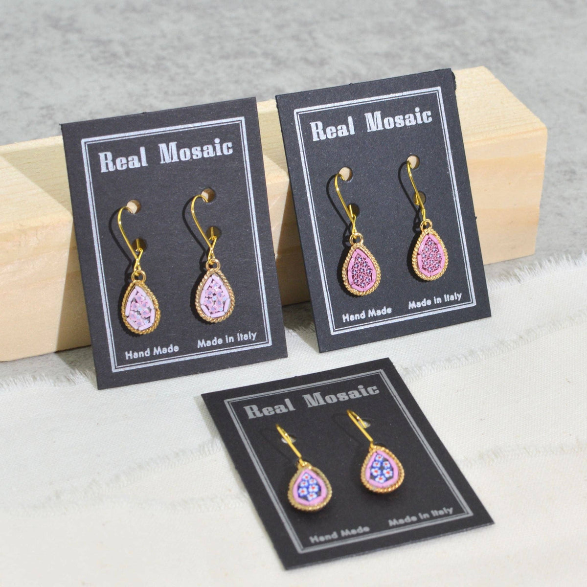 Florentine Micro Mosaic Small Teardrop Earrings | Made in Tuscany