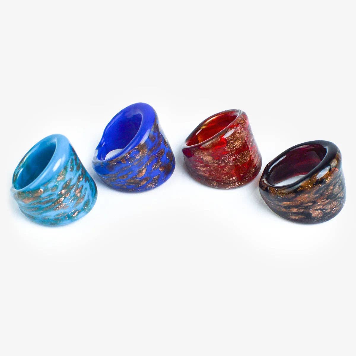 Flat Avventurina Murano Glass Ring | Made in Venice
