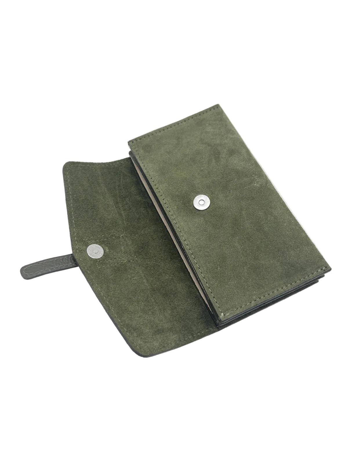 Suede and Genuine Leather Mini Clutch Bag | Made in Tuscany