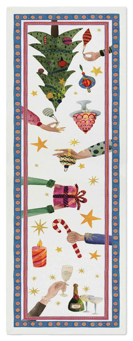 Cotton Satin Runner "Xmas Party" | Made in Sicily