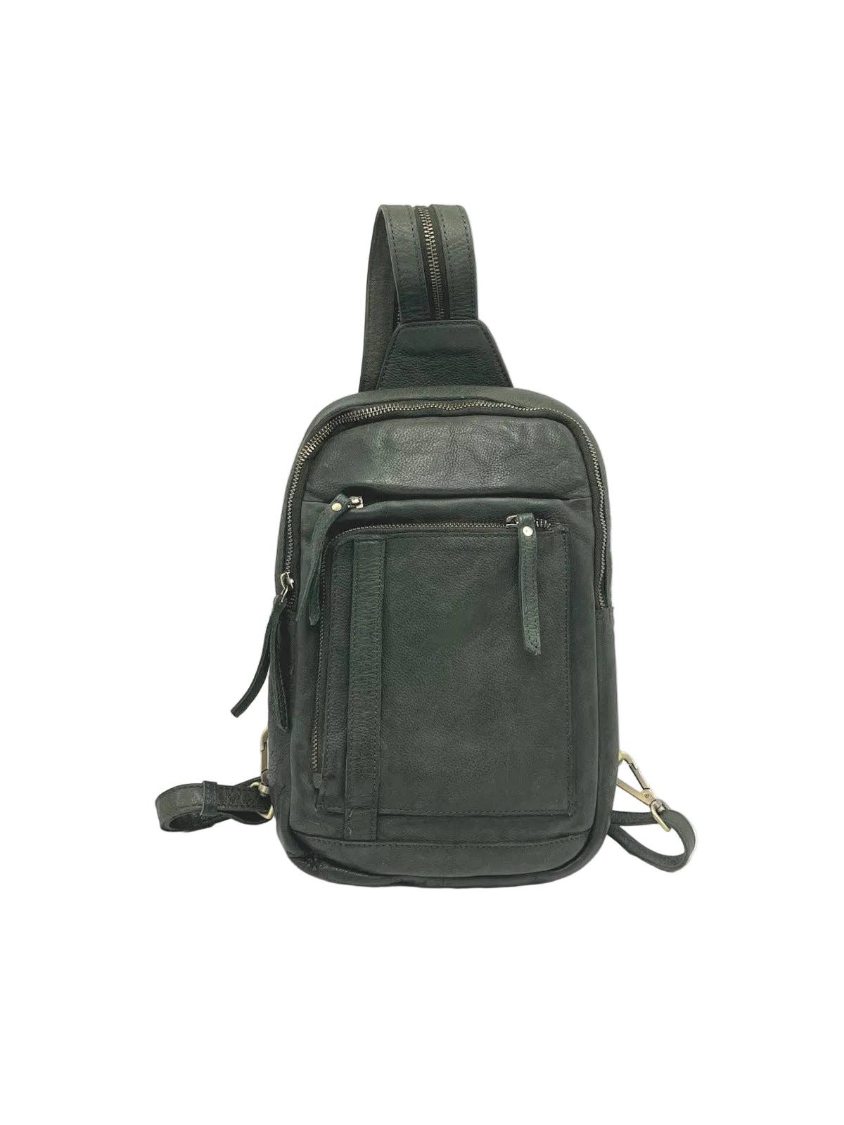 Men's Genuine Leather Convertible Backpack Crossbody Bag | Made in Italy