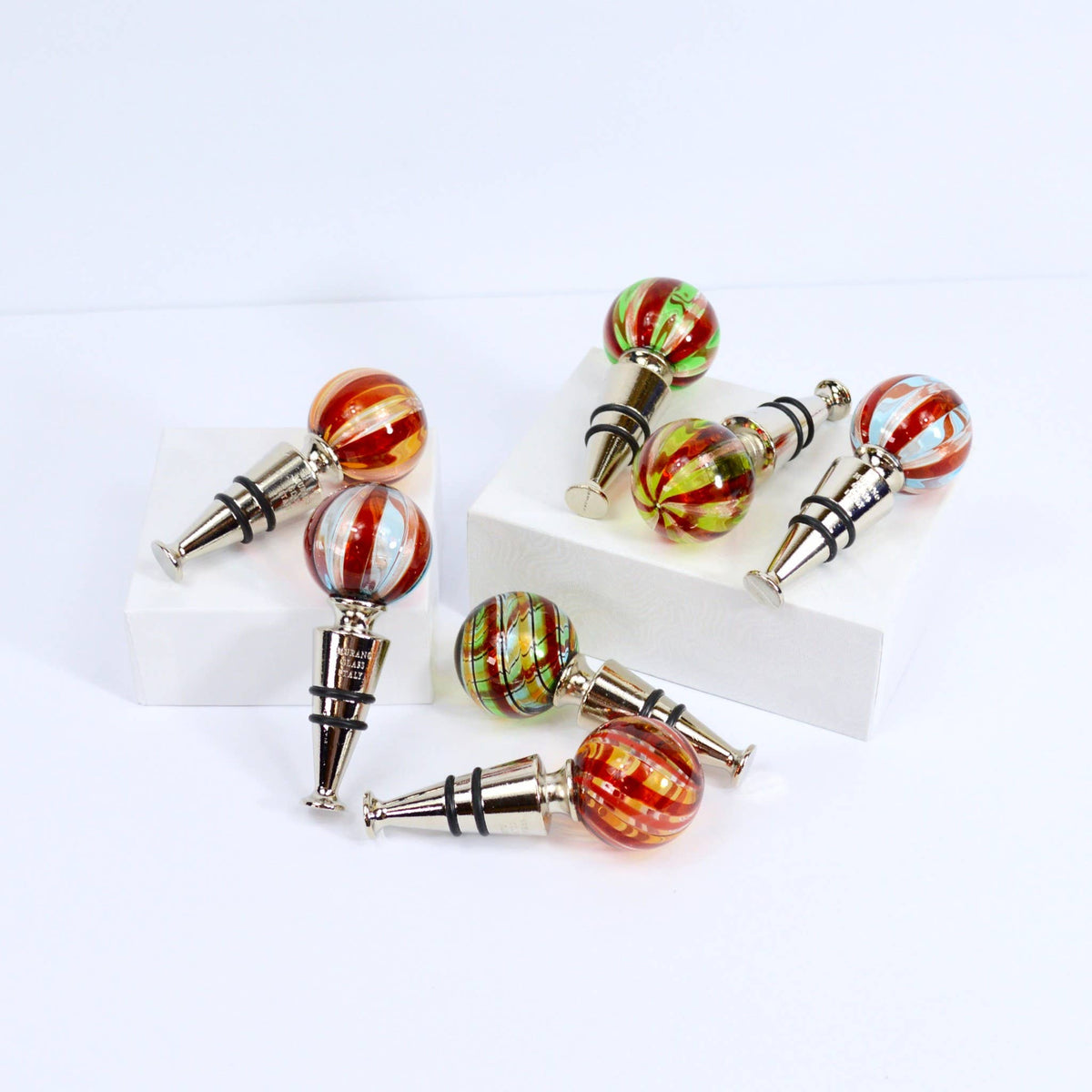 Murano Glass Wine Stoppers, Filigrana | Made in Veneto