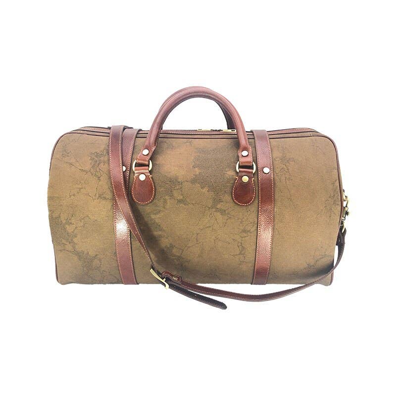 Hand buffered leather and canvas travel bag | Made in Italy