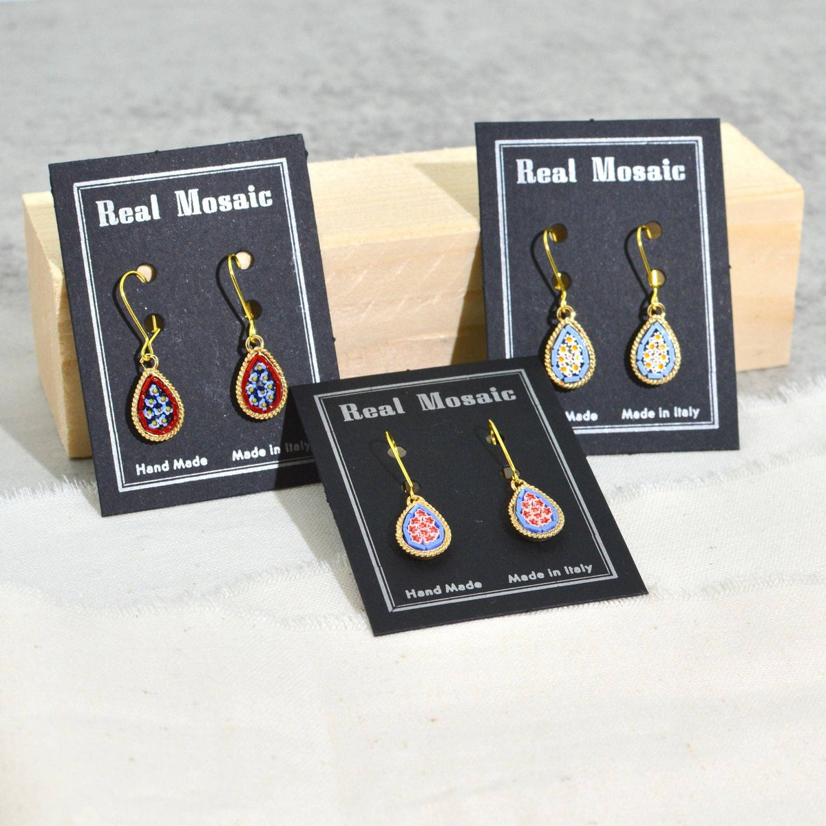 Florentine Micro Mosaic Small Teardrop Earrings | Made in Tuscany