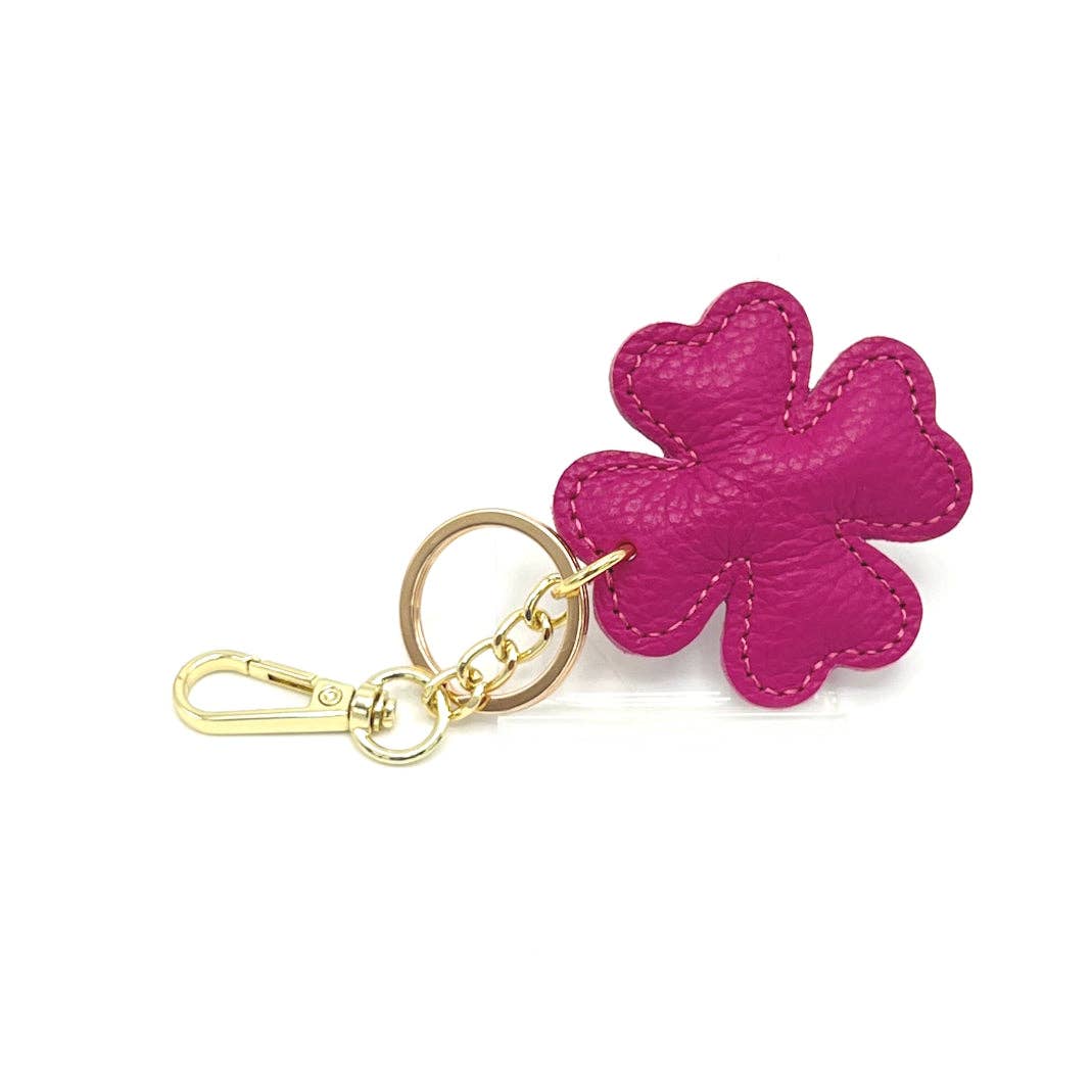 Genuine leather key chain, Lucky leaf, art. PO04 | Made in Italy