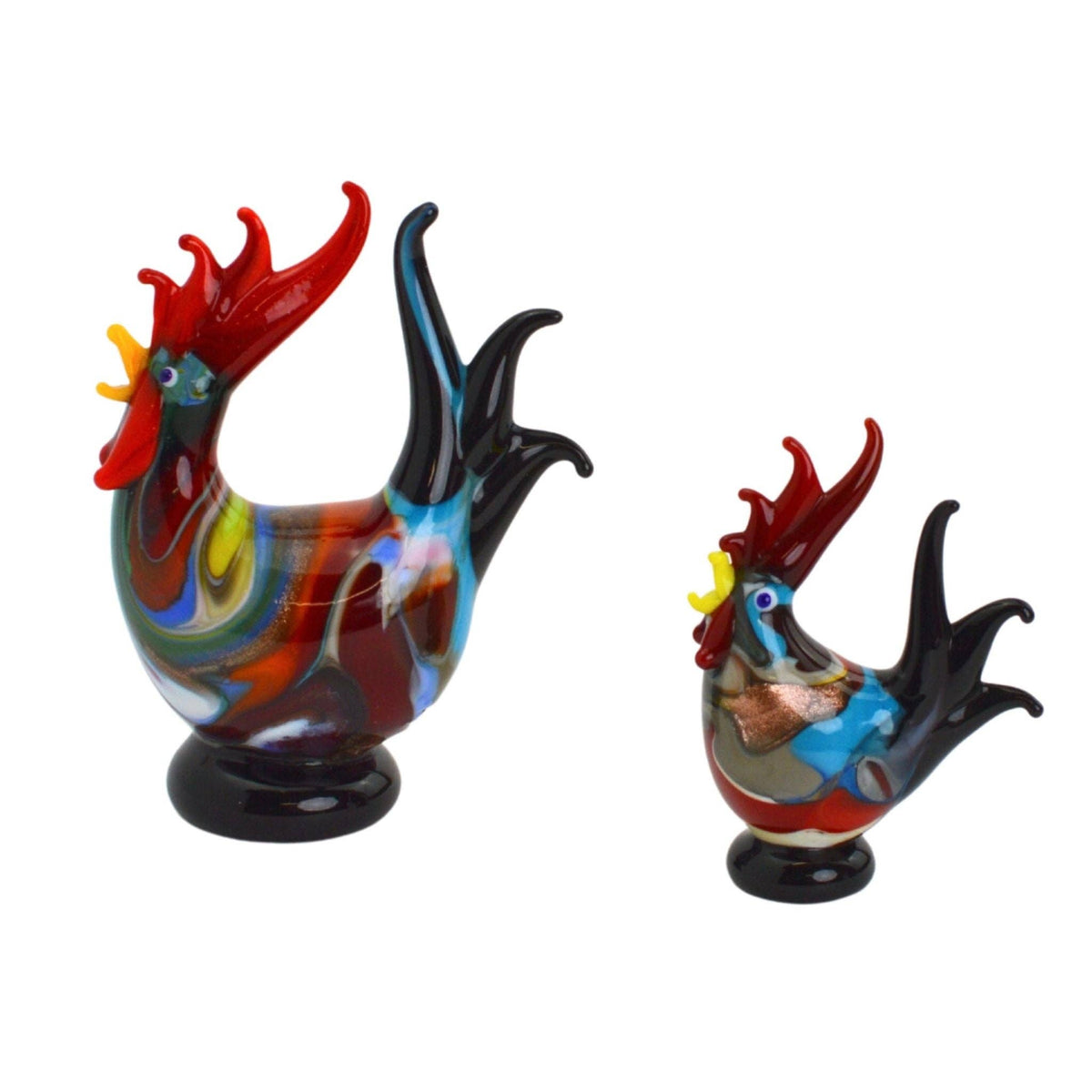 Marbled Murano Glass Rooster, Figurine | Made in Veneto