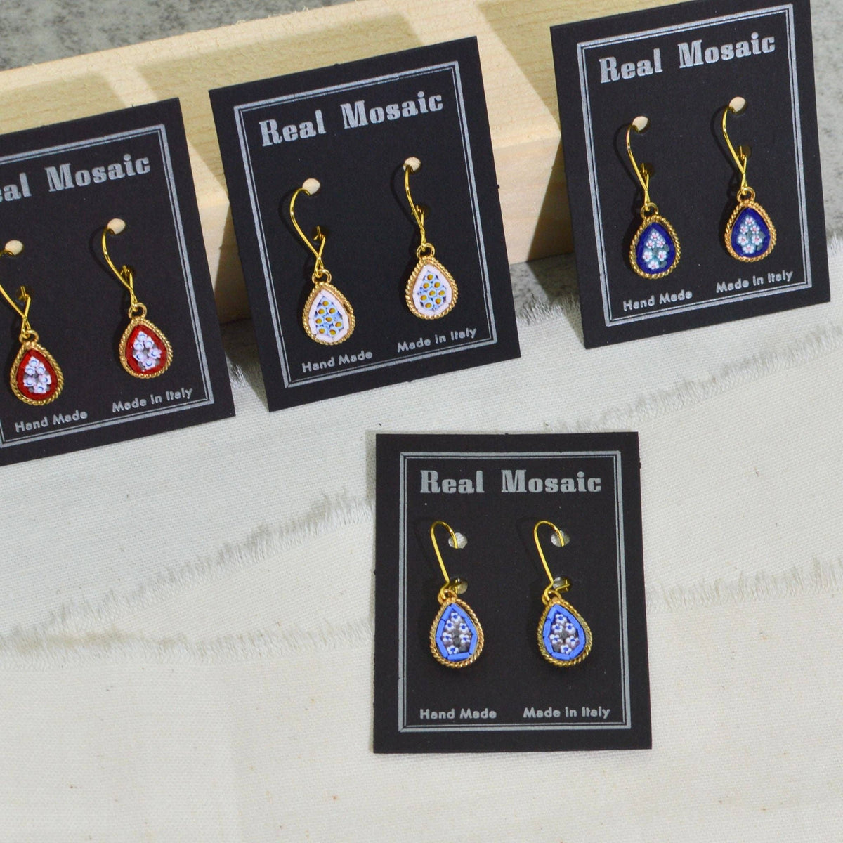 Florentine Micro Mosaic Small Teardrop Earrings | Made in Tuscany