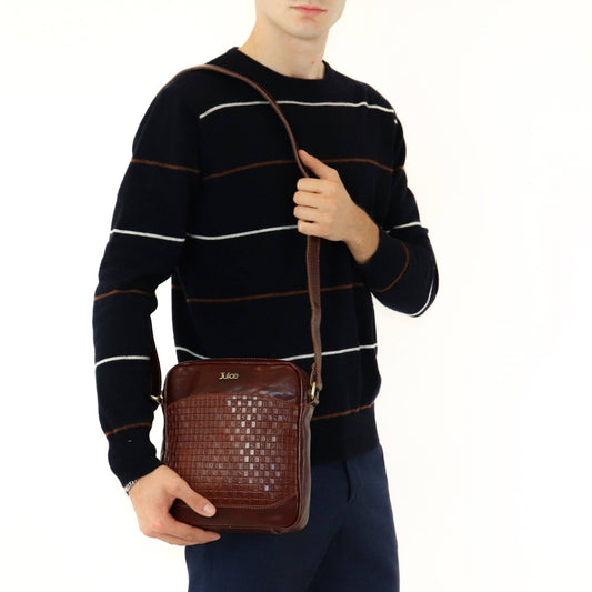 Hand Buffered Leather Shoulder Bag with Magnetic Closure | Made in Tuscany