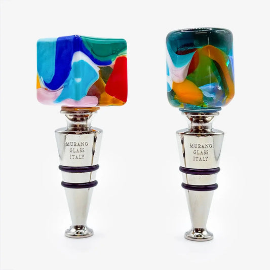 Murano Glass Wine Stopper, Multicolor Spots | Made in Veneto