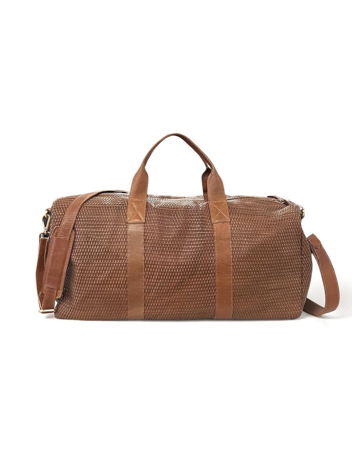 Men's Genuine Leather Woven Weekender Bag | Made in Tuscany
